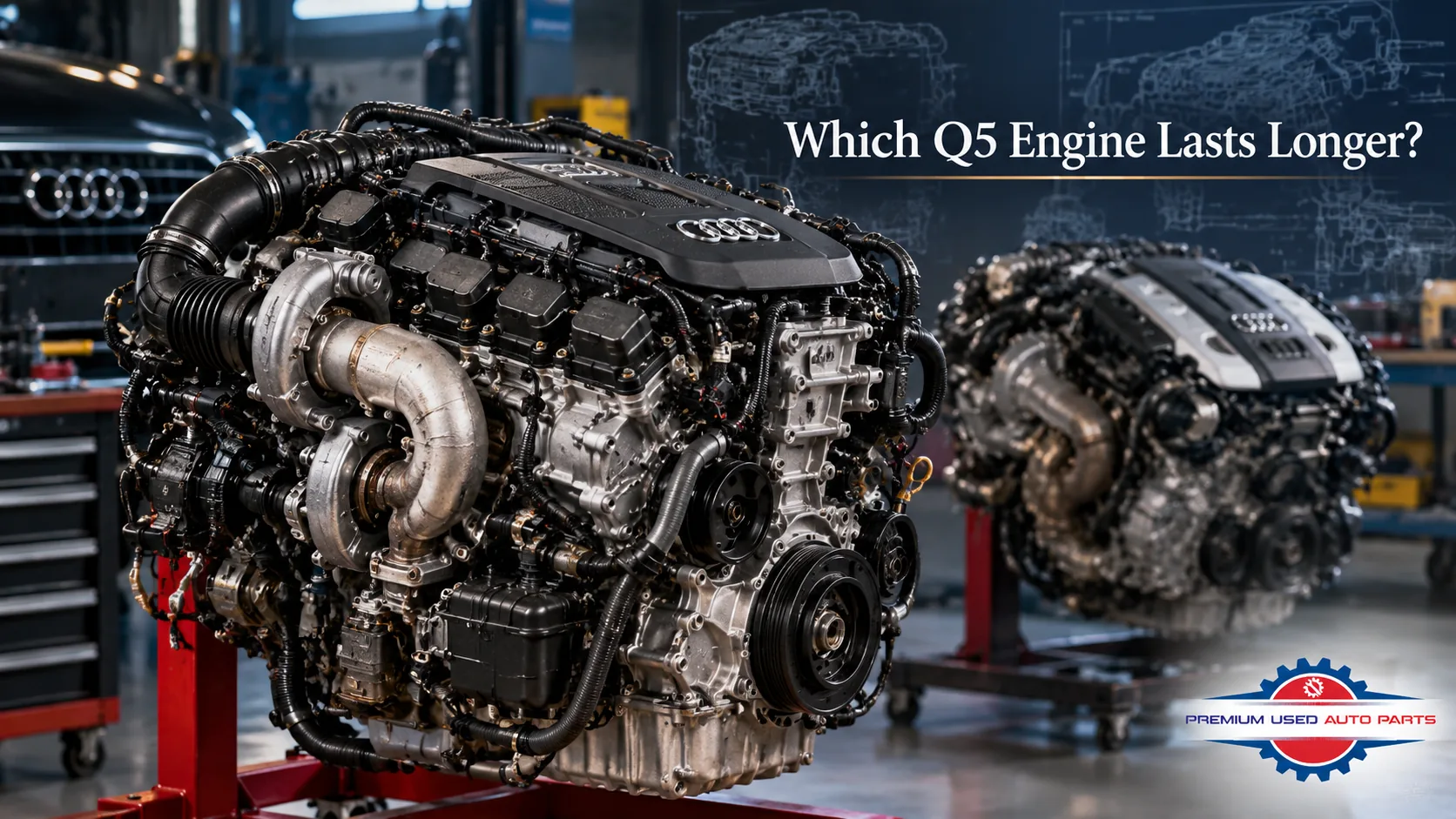 Audi Q5 engine lifespan comparison featuring 2.0T turbocharged four-cylinder and V6 engines