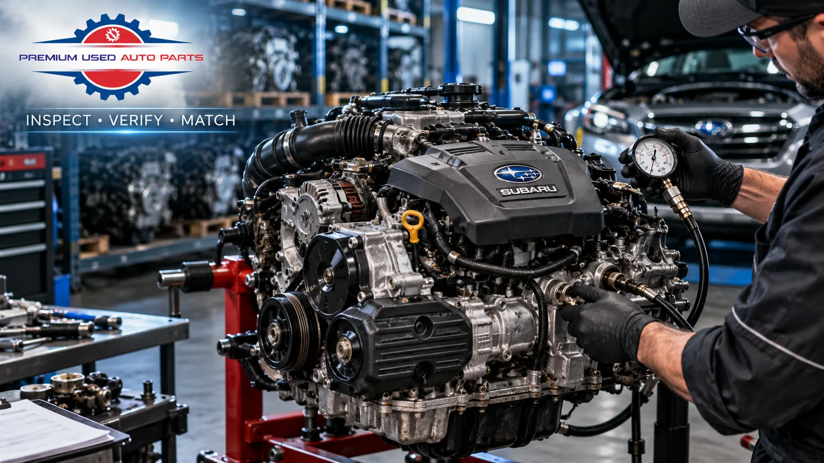Used OEM Subaru Outback engine inspection before purchase, including condition and compatibility checks