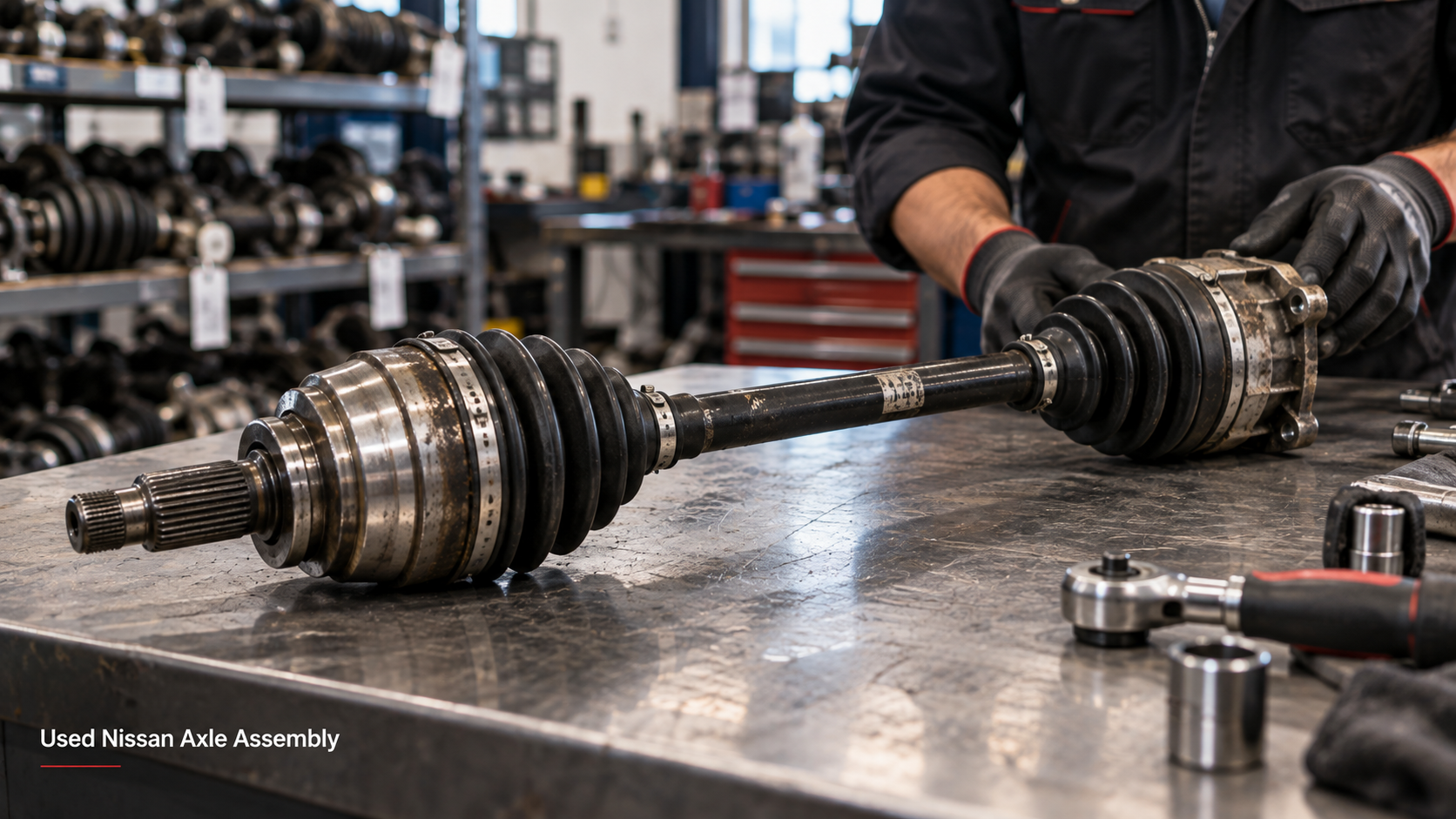 Used Nissan axle assembly professionally inspected for replacement